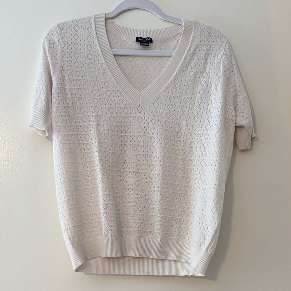 Splendid Cream Short Sleeve Sweater